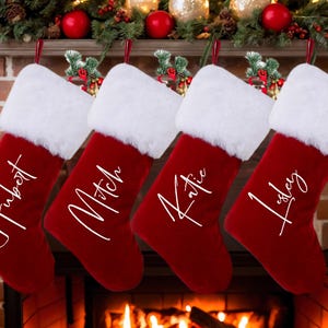 Personalized Red Plush Christmas Stocking,Family Christmas Stockings,Xmas Stocking,Christmas Home Decor,Christmas Gifts,Tradition Stockings