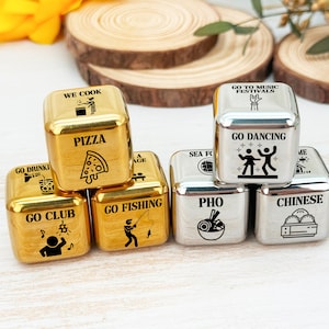 Custom Stainless Steel Anniversary Dice,Dice Game,Food Dice,Date Night Dice,Valentine's Day Gift,Couples Date Decision Dice,Date Night Gifts