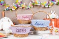 Personalized Wicker Easter Basket with Personalized Seersucker Liner, Customized Easter Basket with Liner,Kids Basket, Easter, Basket