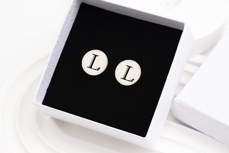 Custom Name Initial Cuff Links,Personalized Initials Cufflinks,Groom Wedding Cufflinks,Wedding Gift,Custom Groomsmen Gift,Round Cufflinks image 6