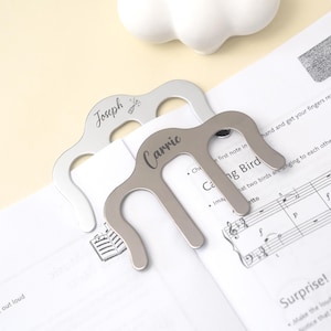 Personalized Music Bookmark Clip, Custom Sheet Music Page Holder Engraved Stainless Steel Bookmark Teacher Gift Unique Gift for Musicians