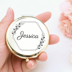 Customized Pocket Mirror,Name Compact Mirror with Birth Flower,Bridesmaid Gifts,Bridal Shower Gifts,Wedding Gifts,Birthday,Graduation Gift