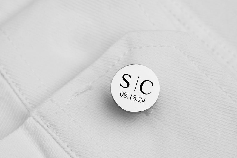 Custom Name Initial Cuff Links,Personalized Initials Cufflinks,Groom Wedding Cufflinks,Wedding Gift,Custom Groomsmen Gift,Round Cufflinks image 5