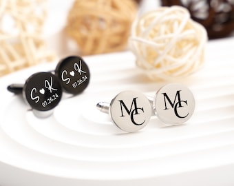 Gemelli con iniziali di matrimonio personalizzati, Gemelli di nozze dello sposo, Gemelli con nome, Regali dello sposo, Gemelli eleganti con monogramma, Regalo per lui