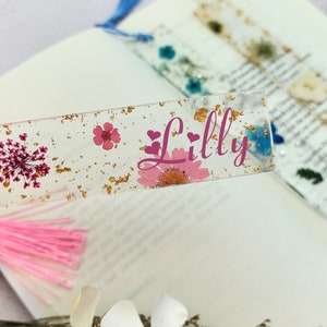 Floral Bookmark Gift，Name Bookmark for Teacher，Custom Pressed Flower Bookmark，Floral Handmade Bookmark,Book Lover Gift,Mother&#39;s Day gift，