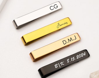 Engraved Tie Bar,Personalized Tie Clip Set,Custom Groomsmen Tie Bar,Silver Tie Bar,Monogram Tie Bar,Tie Pin,Gift for Men,Wedding Favors