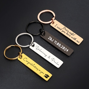 Porte-clés personnalisé gravé avec pierre de naissance, cadeau personnalisé pour son 3e anniversaire de mariage, porte-clés Drive Safe, porte-clés en métal