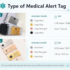 Personalized Medical Alert Tag for Apple/Smart Watch Band,Engraved Allergies&Emergency Contact on Stainless Steel,Medical Alert Id Tag image 3