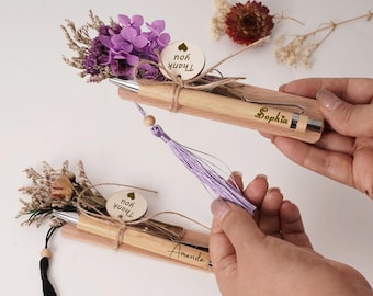 Engraved Wooden Pen & Bookmark Set | Personalized Ballpoint Pen With Name | Custom Engraved Teacher Gift | Personalized Bamboo Ballpoint pen