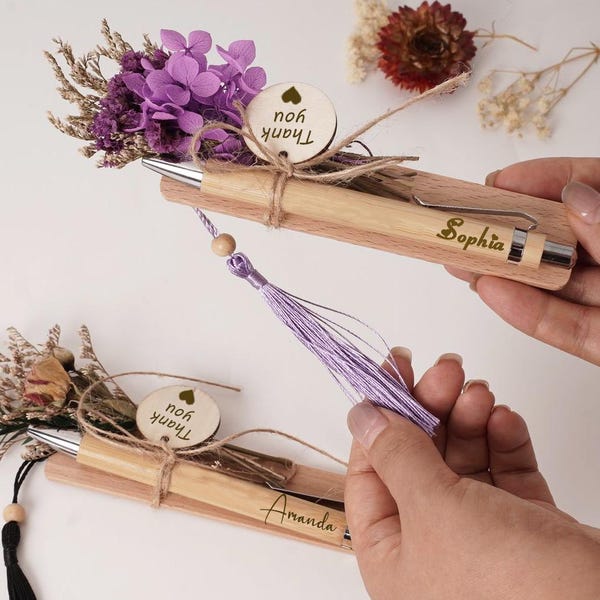 Engraved Wooden Pen & Bookmark Set | Personalized Ballpoint Pen With Name | Custom Engraved Teacher Gift | Personalized Bamboo Ballpoint pen