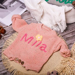 Custom Baby Name Sweater, Personalized Knit Sweater with Hand Embroidery, Newborn Gift, Coming Home Outfit, Baby Shower Gift, Christmas Gift