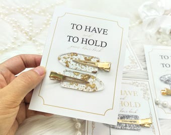 To Have and to Hold Hair Clips|Bridesmaid Proposal idea Gift Essentials|No Crease Bachelorette Hair Clips|Gift Box|Maid of Honor Accessories