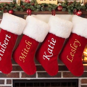 Personalized Red Velvet Christmas Stockings,Name Christmas Stockings,2024 Family Stockings,Decor Gift,Monogram Stocking,Christmas Decoration