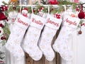 2025 Custom Embroidered Christmas Stocking Family Christmas Stockings Sequin Snowflake Family Decoration Holiday Decor Gift Socks Gift Bags product logo