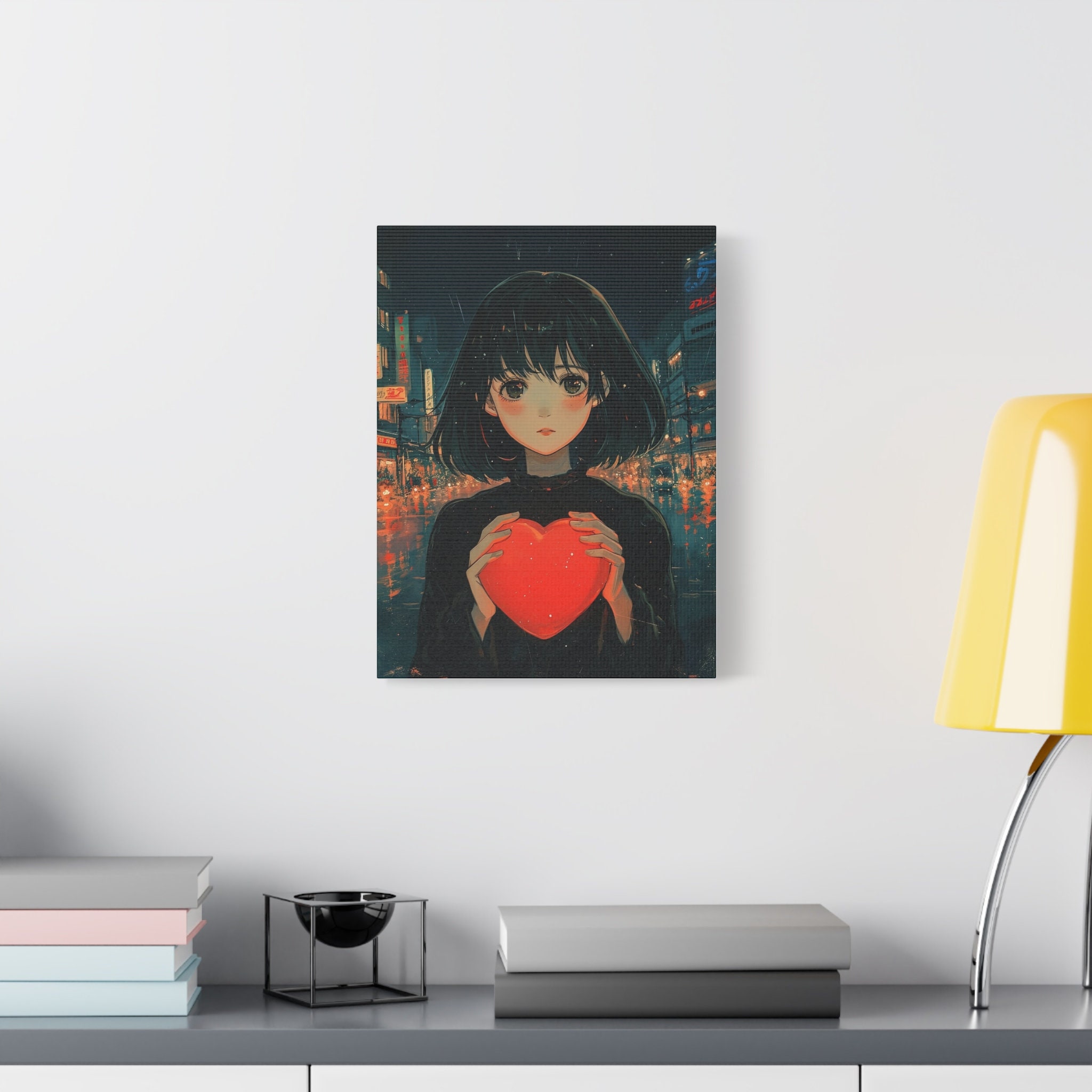 Anime Girl Holding Heart Poster, Japanese Aesthetic, Anime Gift, Anime ...