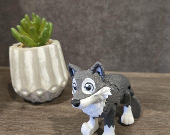 Articulated 3D Printed Wolf | Poseable Fidget Animal