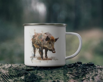 Enamel Camping Mug - Wild Boar
