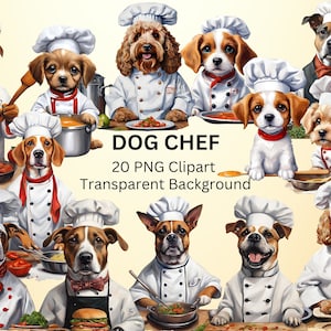 Dog Chef Clipart, 20 PNG Clipart Bundle, Instant Download, Commercial & Personal Use