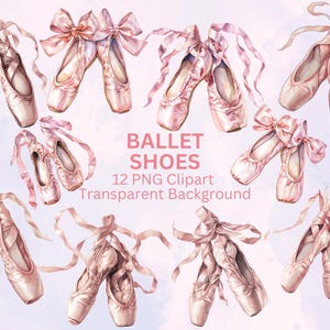 Gracieuses chaussures de ballet PNG Clipart Bundle – Téléchargement instantané, usage commercial et personnel, aquarelle, ballerine
