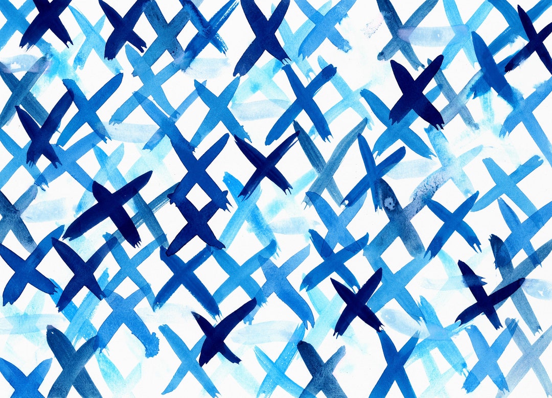 Watercolor Blue X Pattern - Instant Digital Download - Etsy