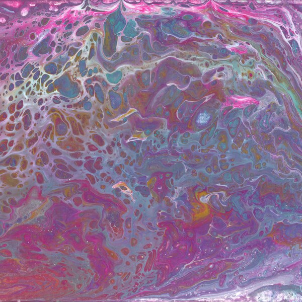 Pour Over Painting Print - Pink, Purple, Blue (Instant Digital Download)