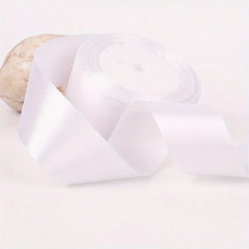 White Satin Ribbon, Silk Ribbon, Ribbon Roll 24 yards