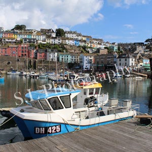 Brixham Harbour Devon UK Fishing Boats Coastal Wall Art Picture Print