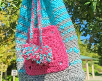 Lahaina drawstring backpack crochet bag Pattern