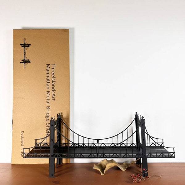 Manhattan Metal Bridge Decorative Shelf, New York City Souvenirs, Functional Wall Art