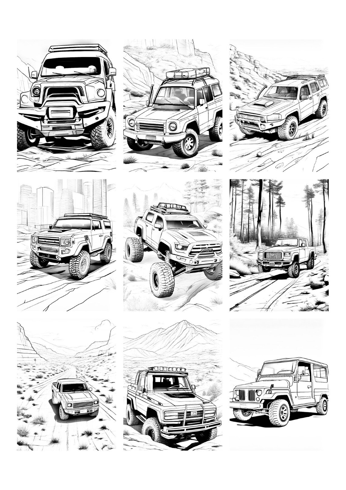 45 off Road Cars Coloring Book Papers - Etsy