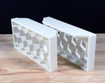 DIY Brackets for Monitor Risers / Raised Shelves - High Weight Capacity - Modern Hex Pattern - 6 Sizes / 4 Colors