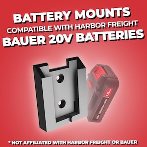 Bauer 20V Battery Wall Mount | Premium Storage Solution | Mount Your Hercules Batteries to Any Wall, Surface or Drawer | USA Made