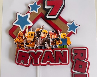 Custom Rob lox Cake Topper, Personalized Birthday Party Decor