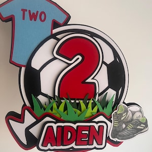 Personalized Football Cake Topper – Custom Name & Age | Sports Birthday Decor, premiership cake topper
