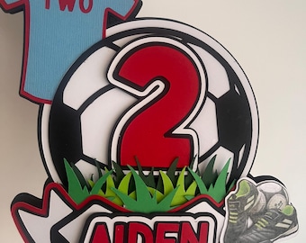 Personalised Football Birthday Cake Topper – Custom Name & Age