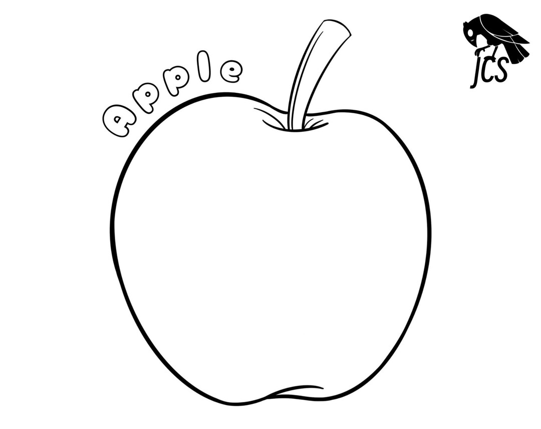 Apple Fruit Coloring Page for Kids and Adults Simple Easy Food ...