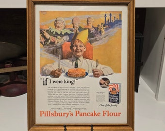 Publicité vintage pour farine à crêpes Pillsbury et jambon Swift