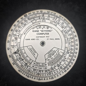 1957 Kane Skyking Dead Reckoning flygdator – 10 cm diameter med hylsa