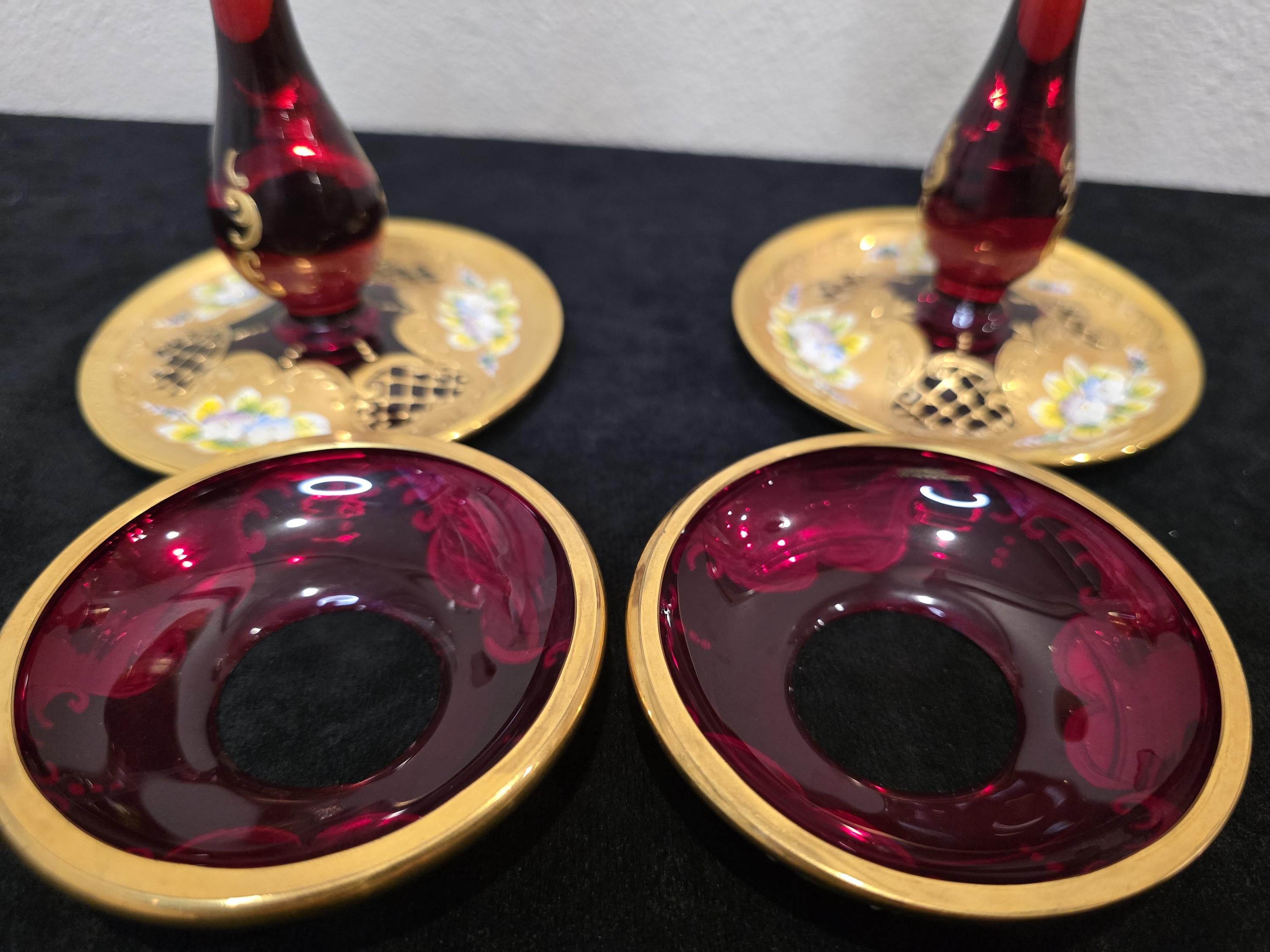 20 世紀中期のムラーノ ルビー ガラス キャンドル ホルダー - Etsy 日本