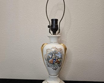 花の装飾が施されたヴィンテージの陶器製壷型テーブルランプ。 - Etsy 日本