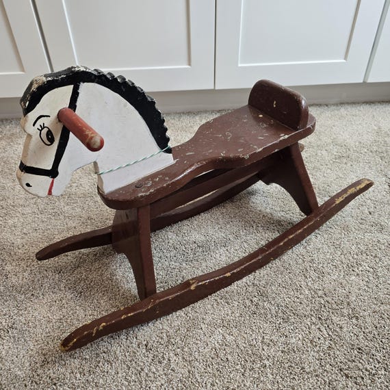 Vintage Wooden Rocking Horse - Etsy