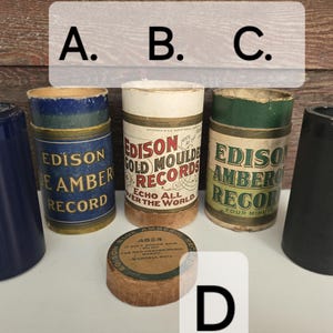 Thomas Edison Moulded Schallplatten und Behälter und Deckelwachs Musik