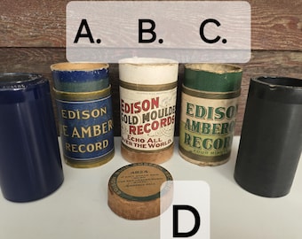 Thomas Edison Moulded Records and Containers and Lid wax music