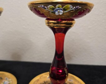 20 世紀中期のムラーノ ルビー ガラス キャンドル ホルダー - Etsy 日本