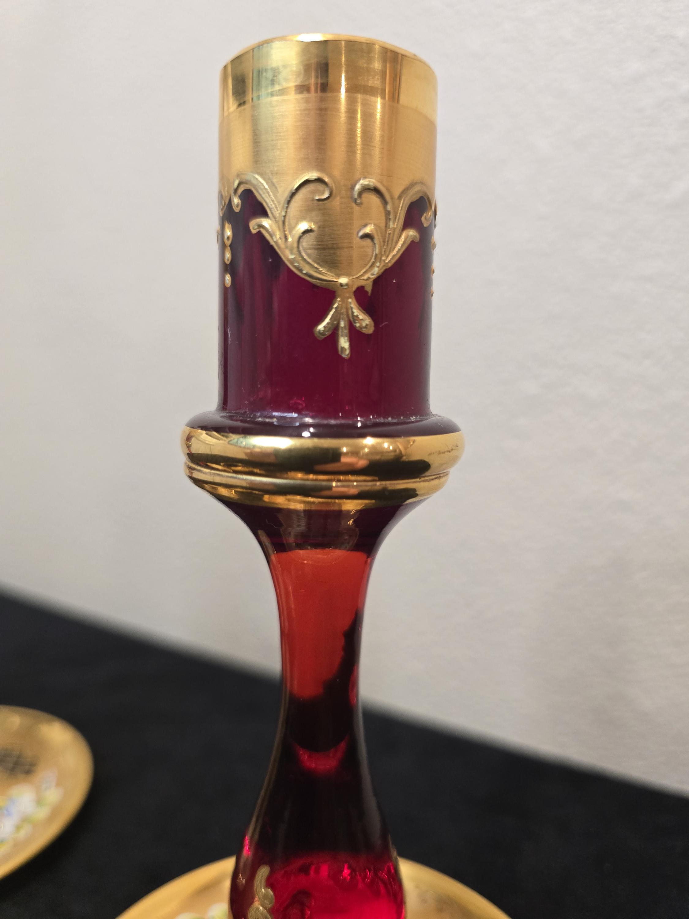 20 世紀中期のムラーノ ルビー ガラス キャンドル ホルダー - Etsy 日本
