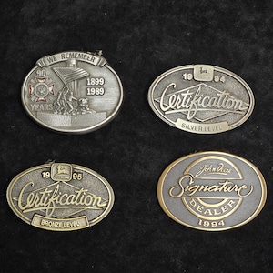 Vintage Belt Buckles, John Deere, VFW Commemorative, Deere & Company metal