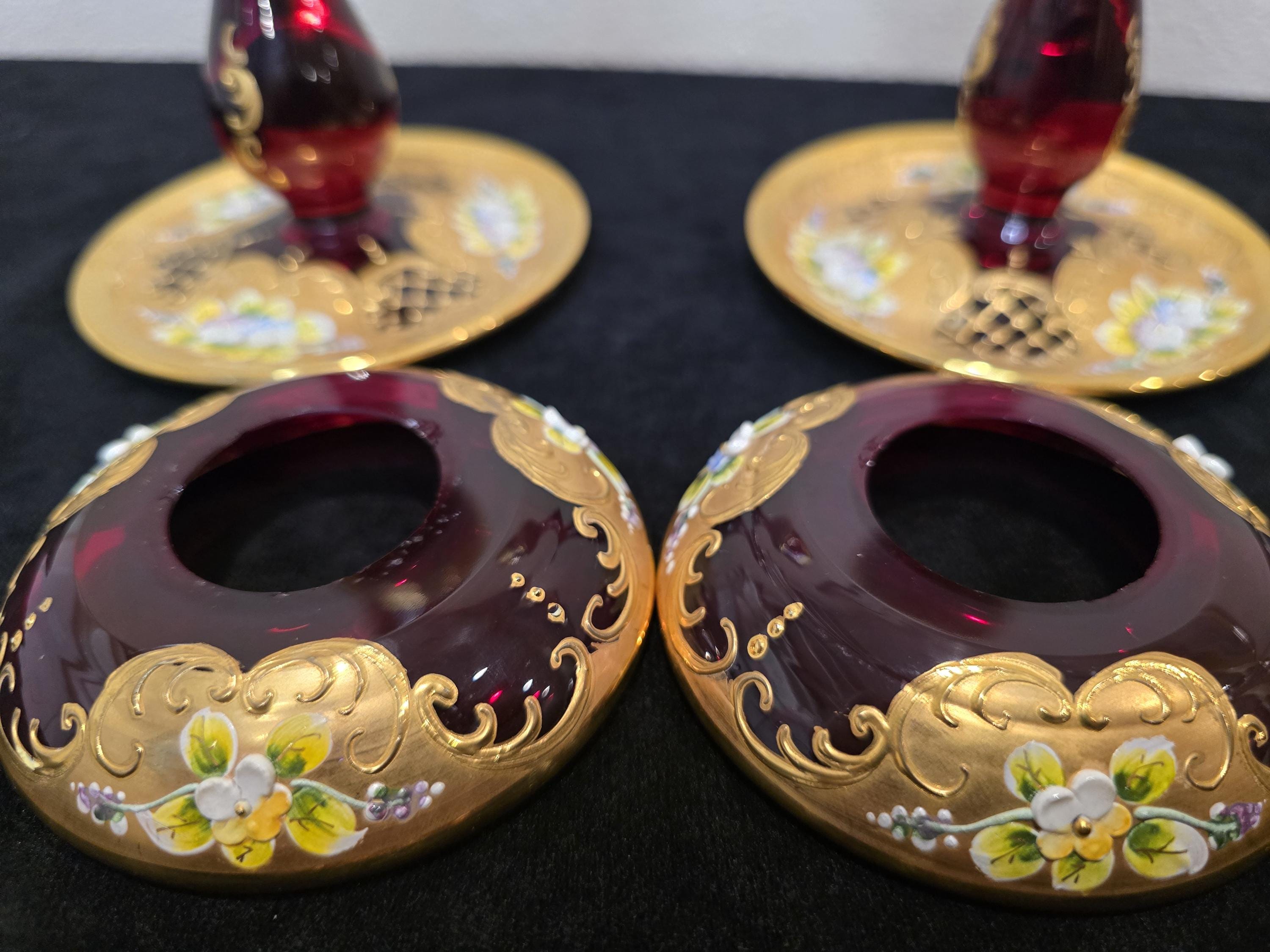 20 世紀中期のムラーノ ルビー ガラス キャンドル ホルダー - Etsy 日本