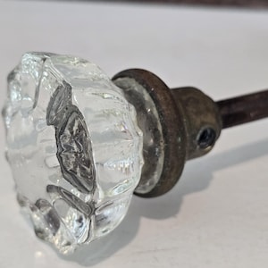 Set of Glass Door Knobs, Scalloped, Architectural Salvage Antique