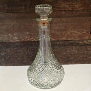 Vintage Glass Decanter with Stopper – 10" Tall