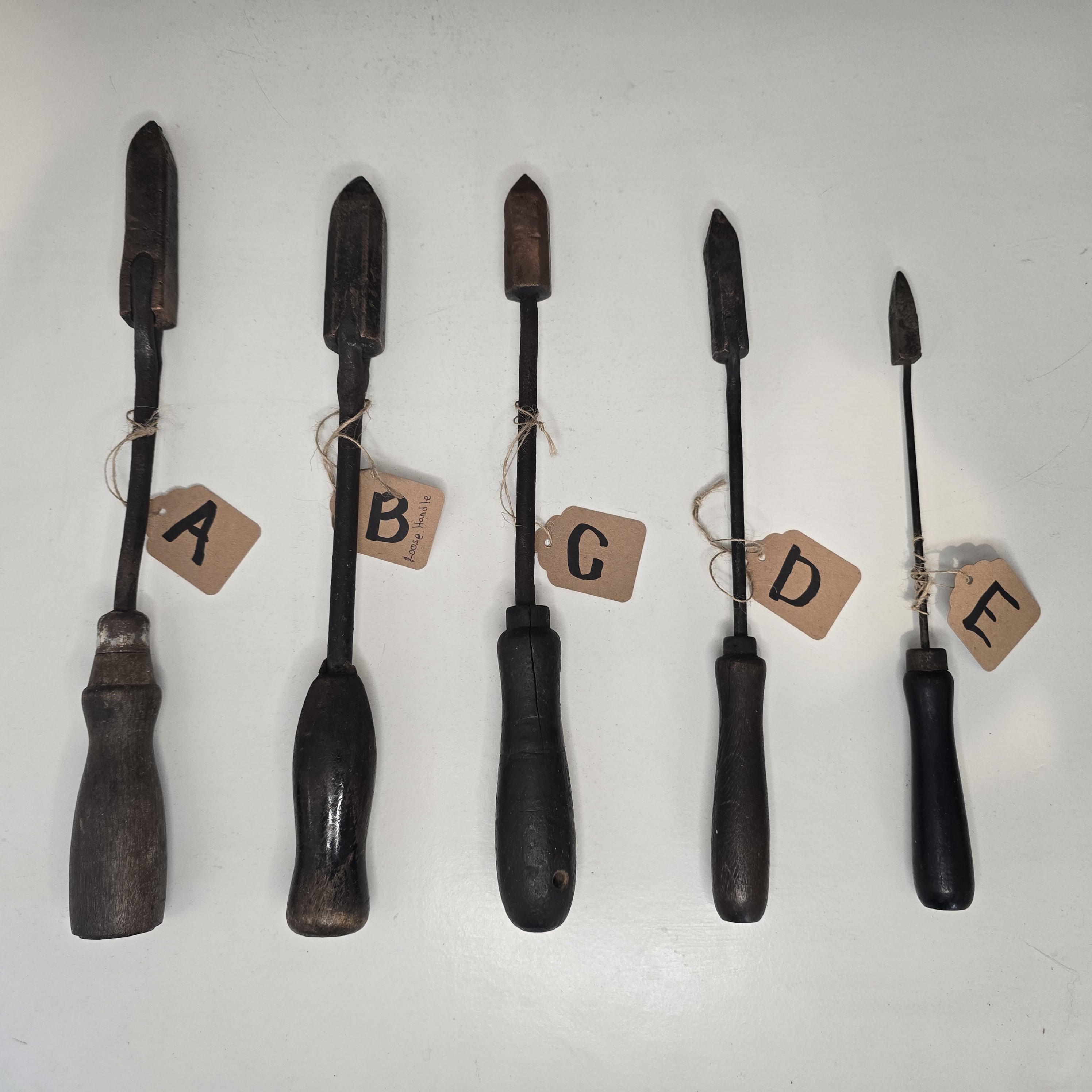 Vintage Copper Soldering Irons with Wooden Handle, Copper Tip